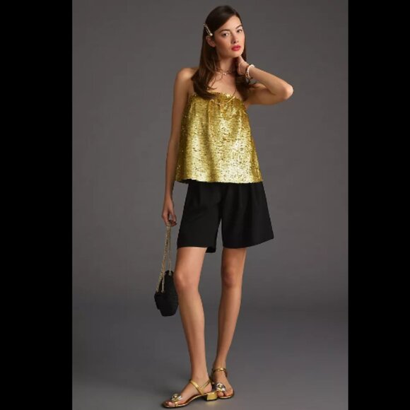 Brand New Anthropologie Gold Sequinned Bandeau Tube Top - Picture 3 of 16